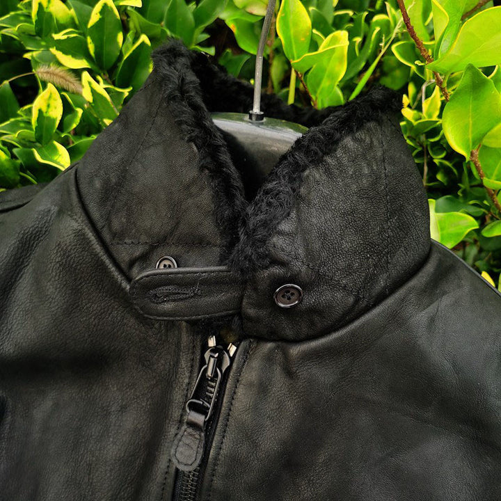 Matte Cowhide Lapel Jacket