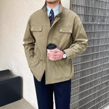 Stand-up Collar Tough Guy Wide Fine Plaid Jacket