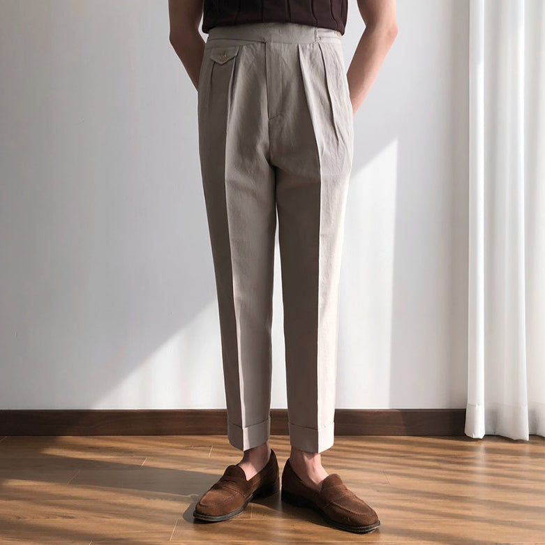 Cotton Slim-Fit Casual Pants