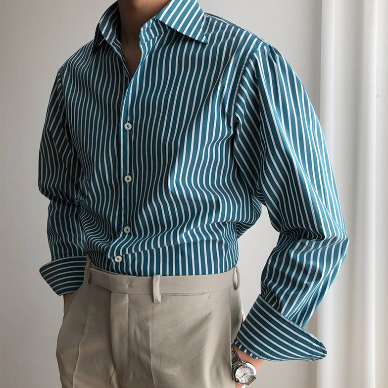 Striped Pointed Collar Shirt