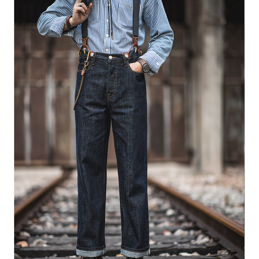 Locomotive Straight Men's Overalls Retro Jeans