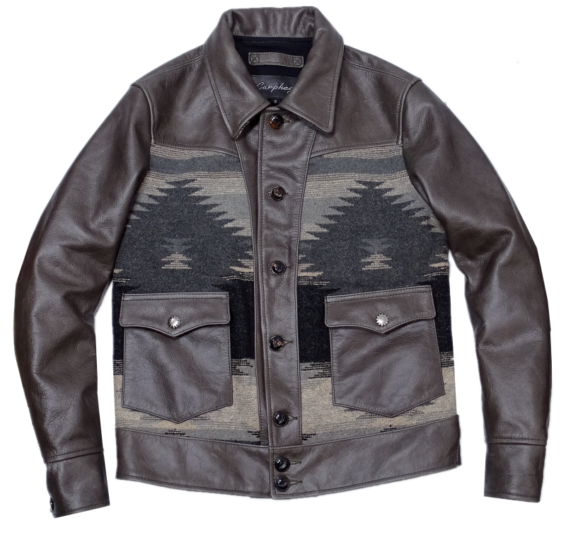 Navajo Totem Cowhide Jacket Retro Casual Men's Leather