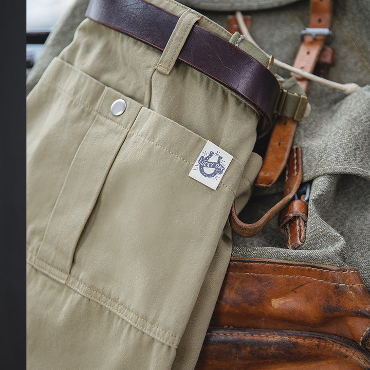 Solid Khaki Casual Shorts