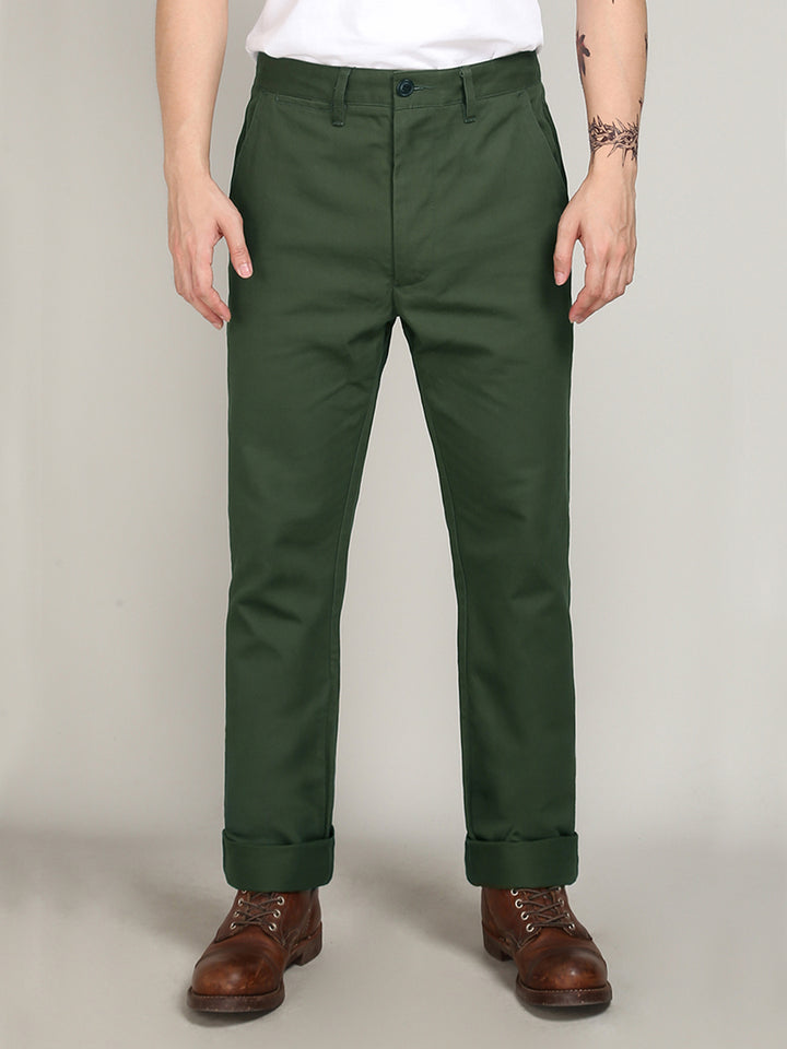 Thick Twill Straight Trousers