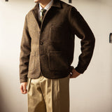 Workwear Gentleman Lapel Collar Wool Tweed Jacket