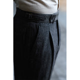 Single Pleated Wool Paris Buckle Long Pants