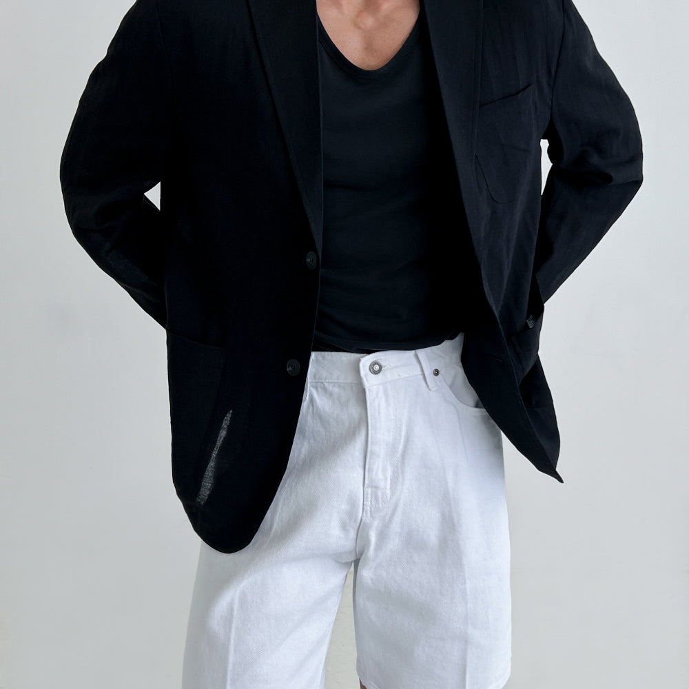 Retro Linen Suit Jacket Men's Single-Breasted Summer Style