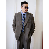 Vintage Double-Breasted Gun Collar Suit Jacket