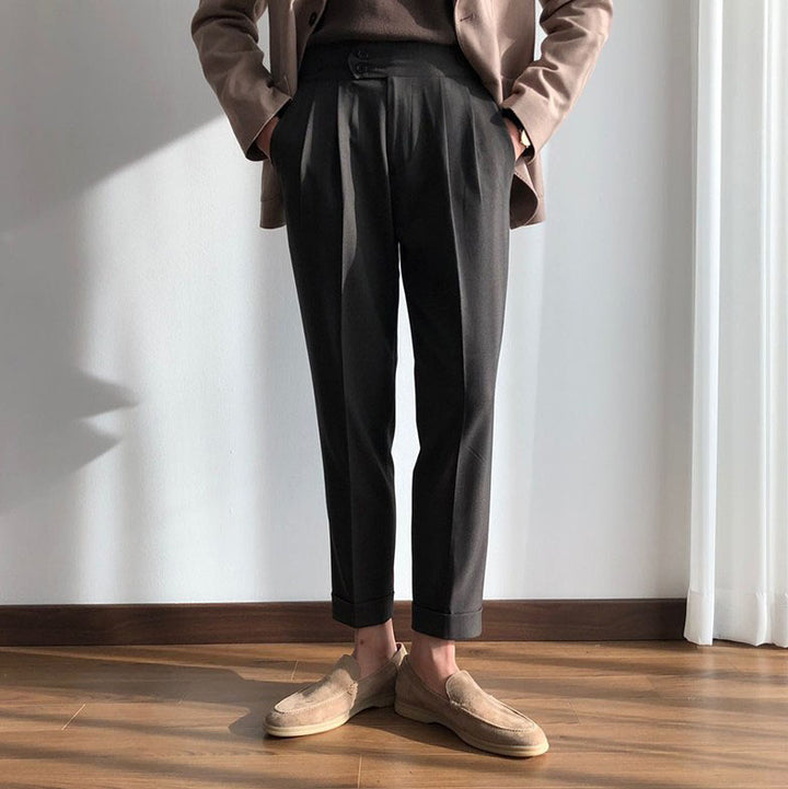 Spot Korean Autumn New Classic Double Pleated Men's Casual Trousers