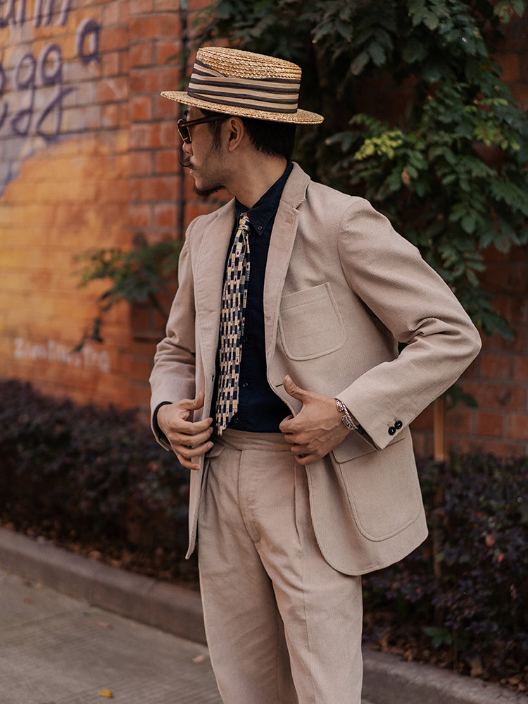 Retro Corduroy Single-breasted Suit