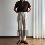 Waist Loop Guerge Trousers Saber Waist Double Pleated Linen Casual Pants