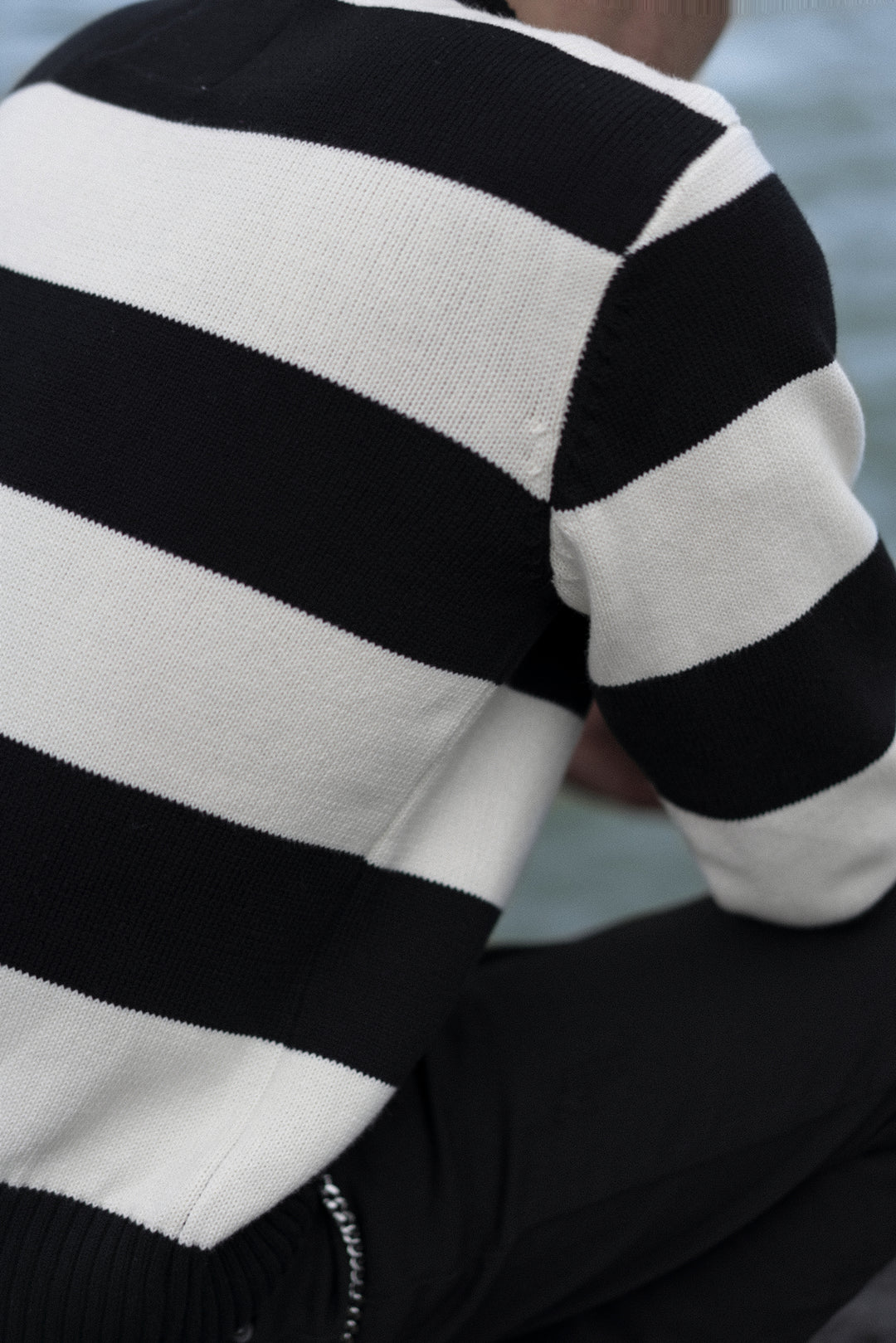 Striped High Collar Sweater