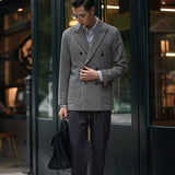 British Double-breasted Houndstooth Slim-fit Suit