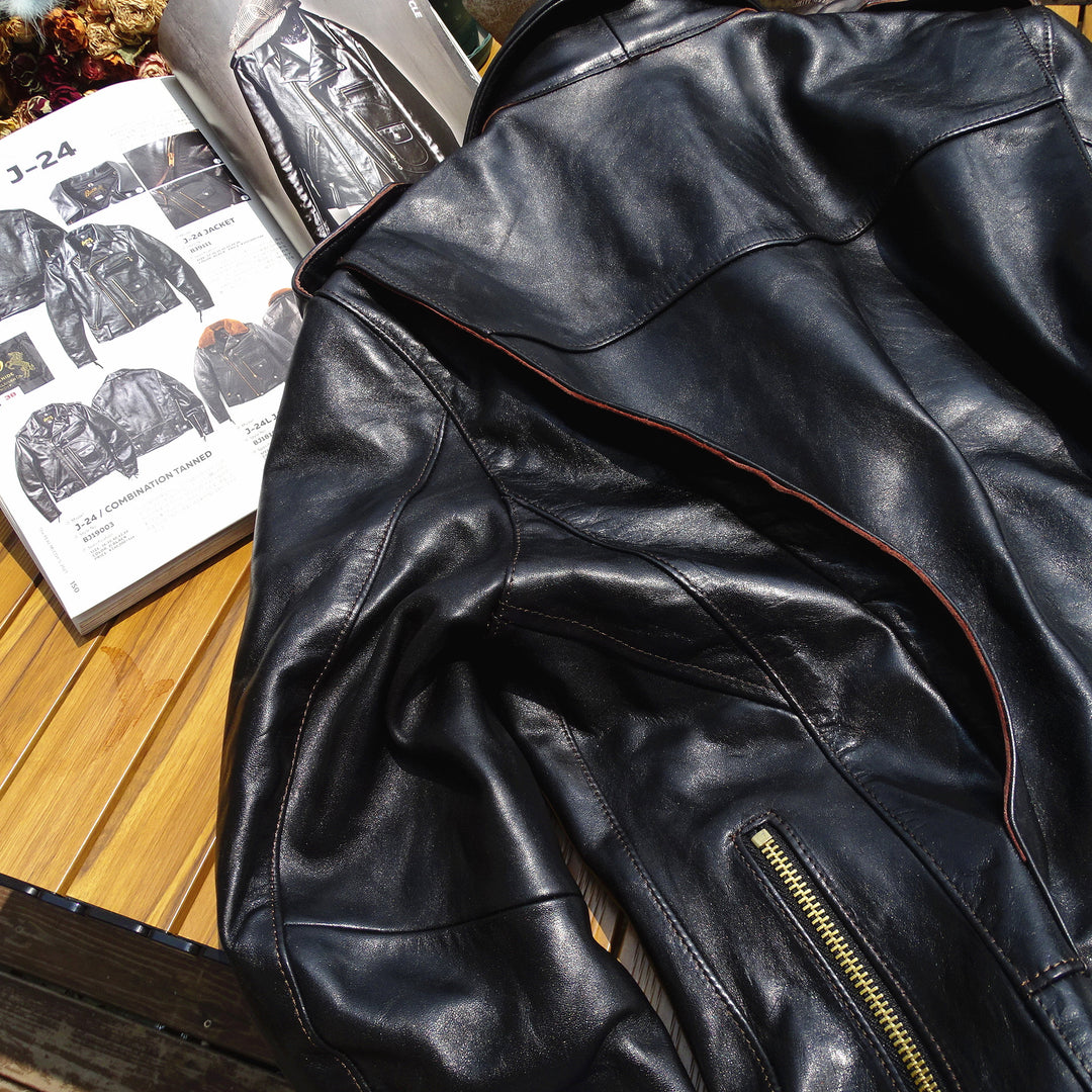 Horse Leather Cable-Stayed Jacket