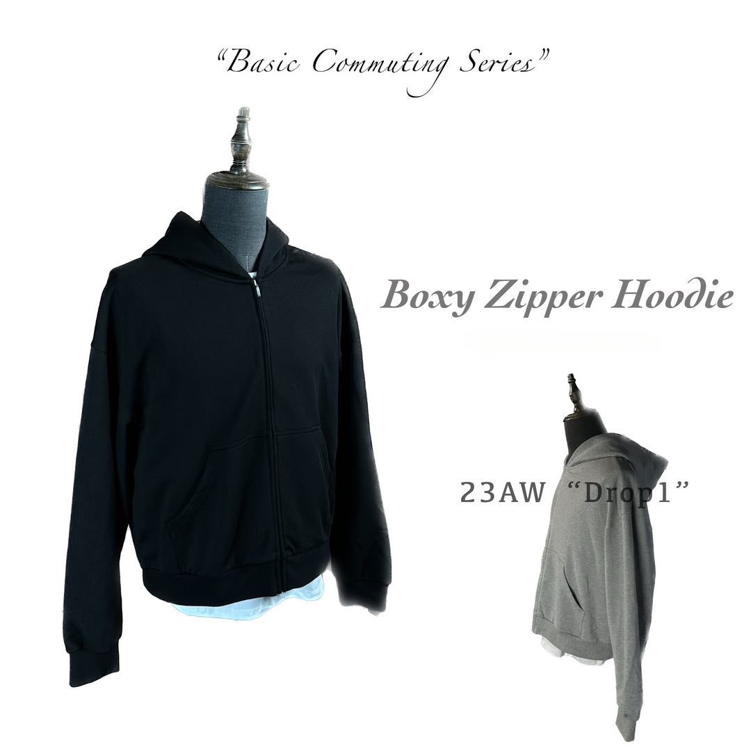 Black-Grey Zip-Up Hoodie