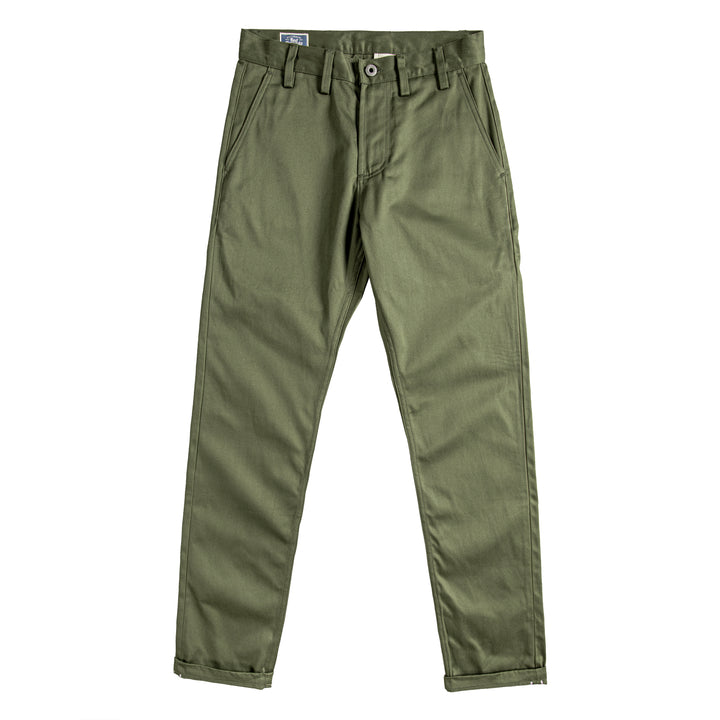 Men's Slim Army Green Casual Pants Red Officer Chino