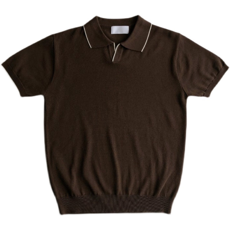 V-Neck Knit Polo Shirt