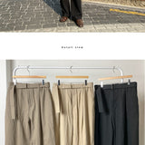 French Style With Belt Loose Casual Drape Linen Long Trousers