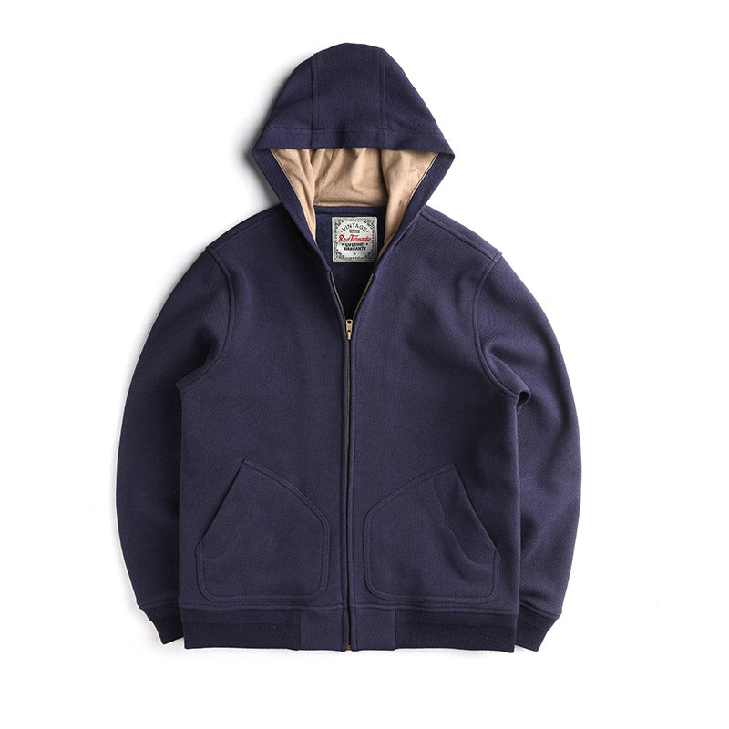 Thickened Round Collar Solid Color Hooded Sweater Jacket