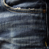 Ami Khaki Red Ear Denim Jeans Slim Straight Fit Heavy Washed