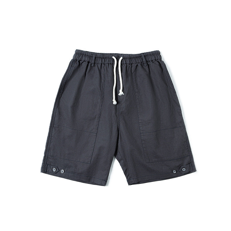 Linen Blend Drawstring Shorts