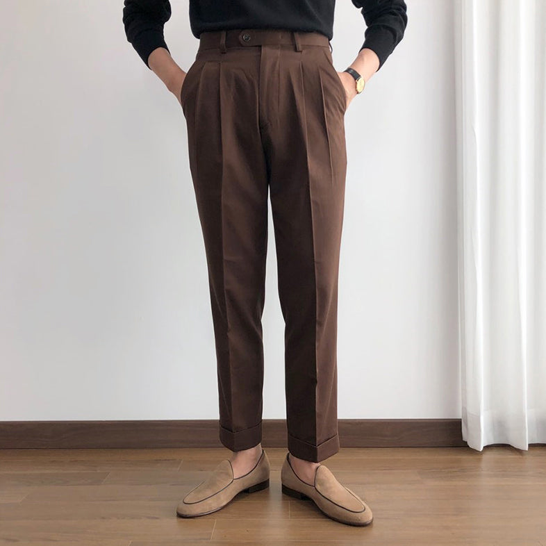 Casual Pants Classic Double Pleated Drape Wrinkle-free Trousers