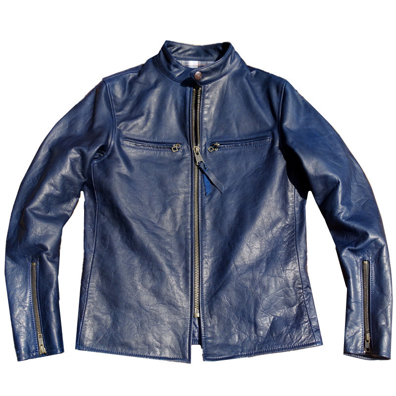 Indigo-Dyed Pony Leather J100 Jacket Stylish Exclusive Offer
