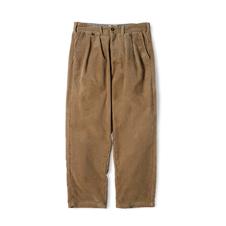 Khaki Corduroy Wide-Leg Pants