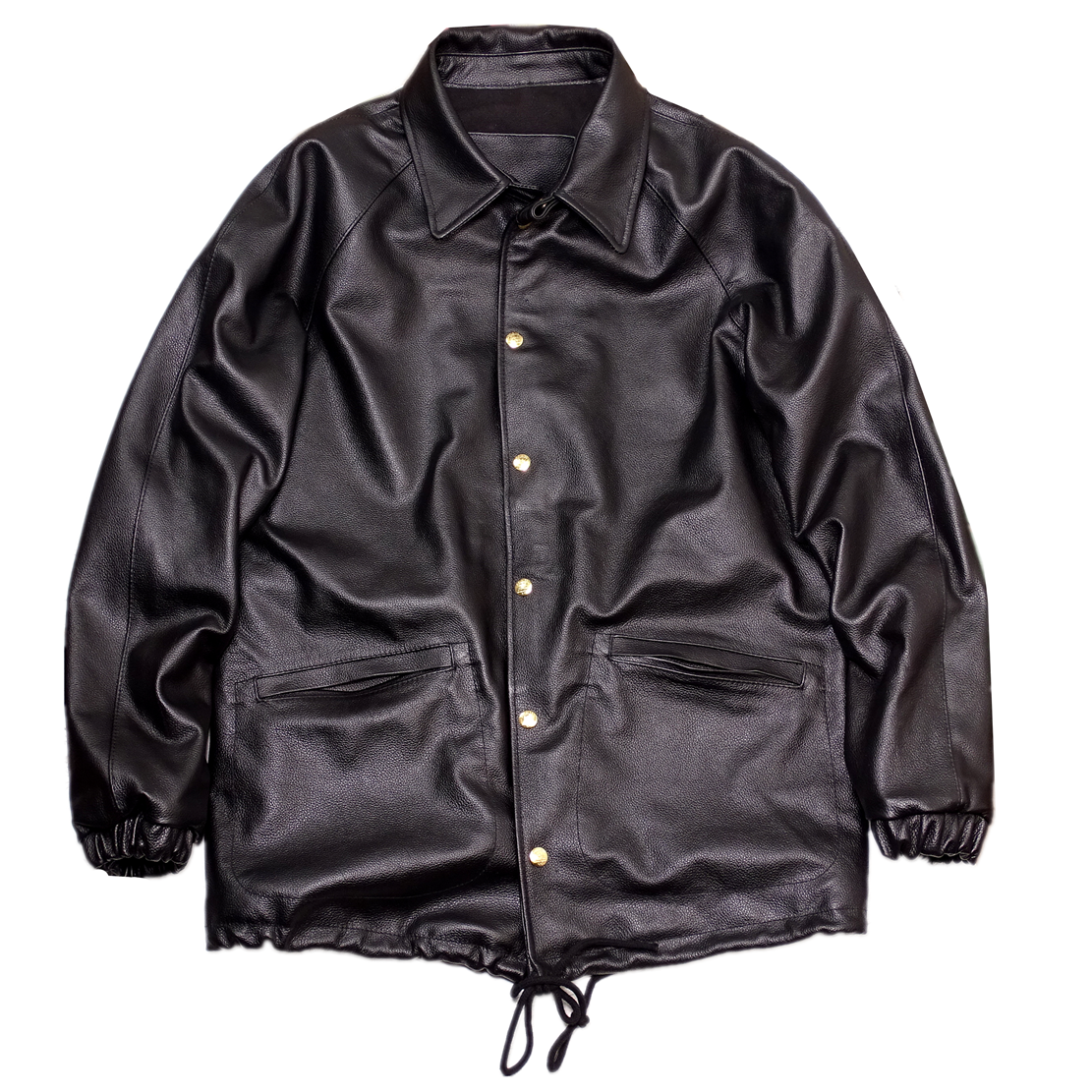 Tenshen Coach Leather Jacket Unisex Lychee Pattern Cowhide