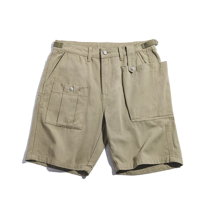 Solid Khaki Casual Shorts