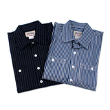 Vintage Vertical Stripe Workwear Long-sleeved Shirt