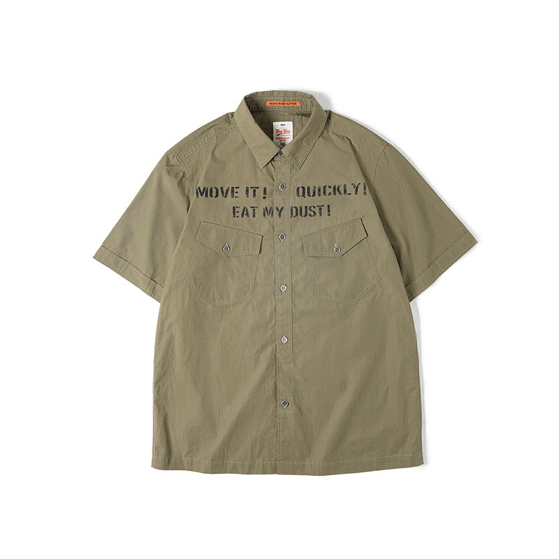 Letter Print Canvas Shirt