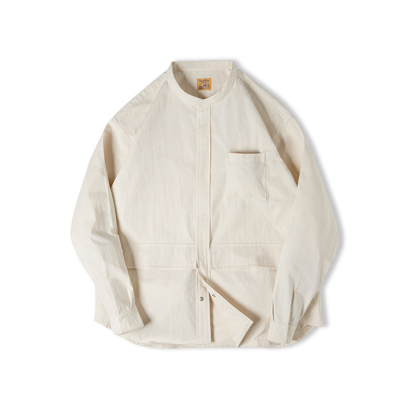 Cottonseed Shell Stand Collar Pocket Shirt