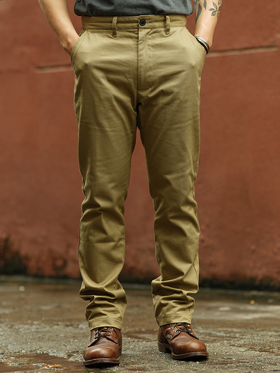 Thick Twill Straight Trousers