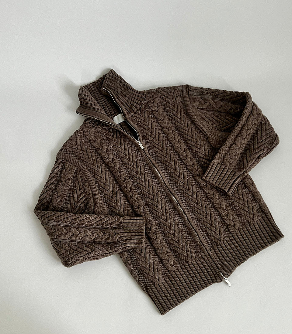 Hemp Pattern Zipper Cardigan