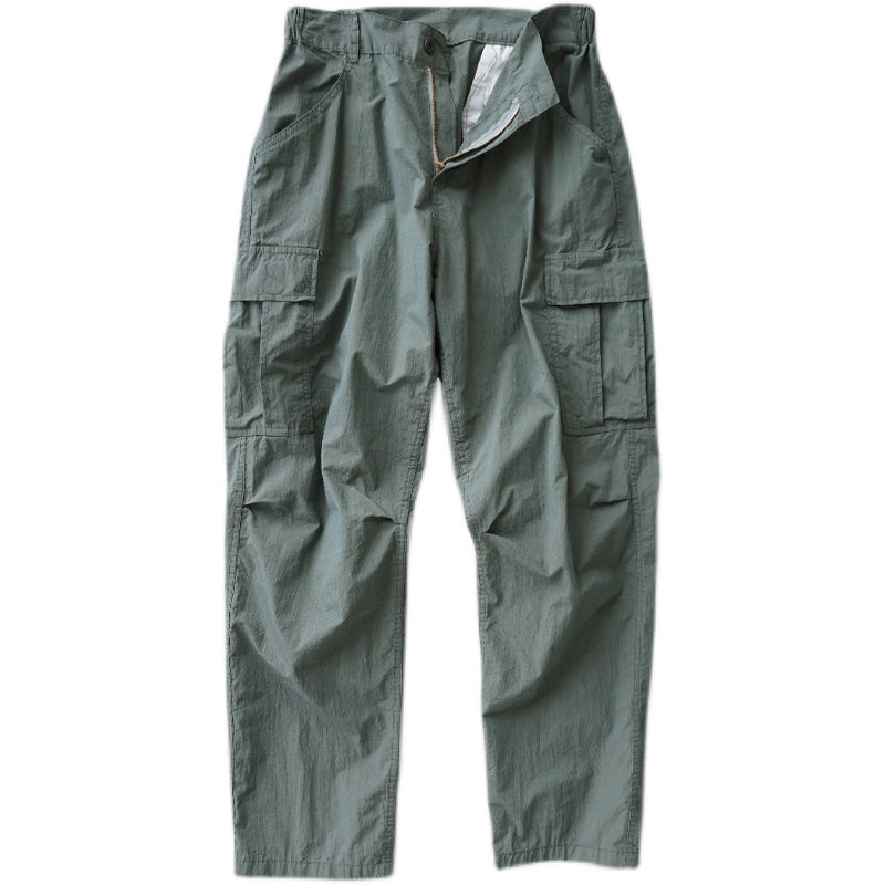 Casual Retro Lightweight Large Pocket Nylon Trousers Trousers