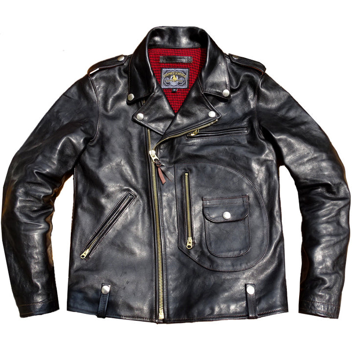 Horse Leather Cable-Stayed Jacket