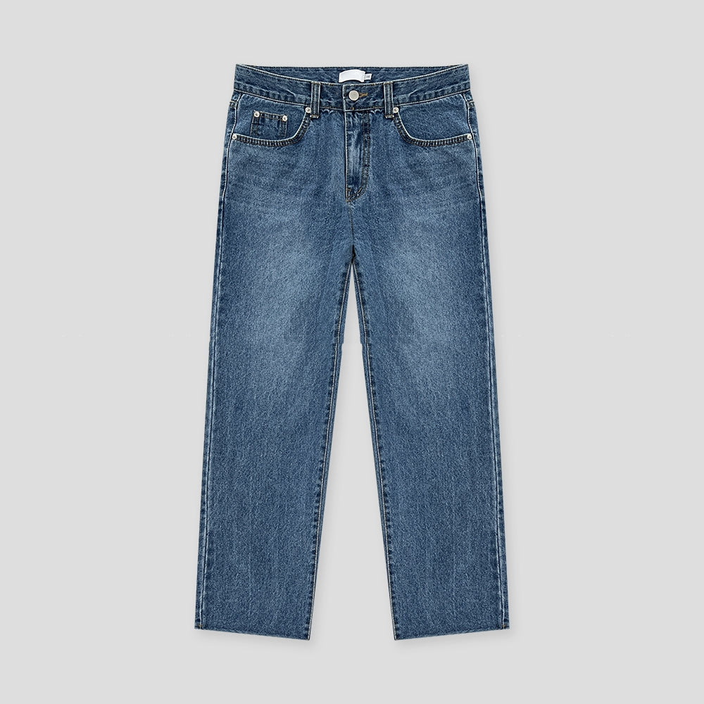 Washed Cat Whiskers Jeans with Foot Cut Edge