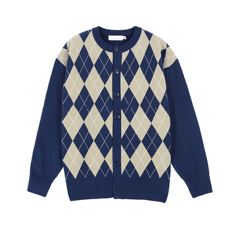 Rhombus Print Sweater Jacket