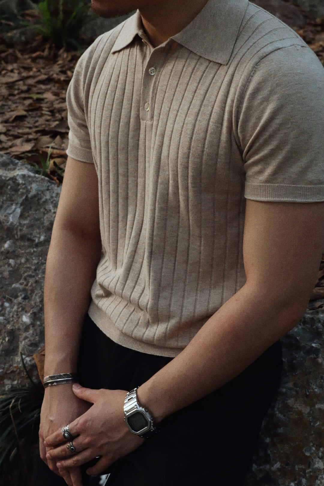 Knitted Lapel Polo Tee