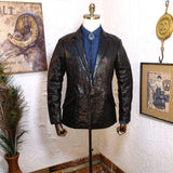 Dark Crinkle Western Leather Suit