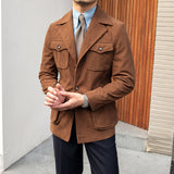 Spring Corduroy Waist Safari Suit Lapel Retro Jacket