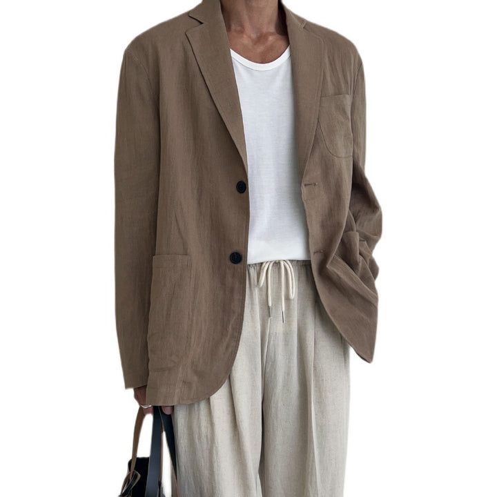 Single-Breasted Linen Suit Jacket