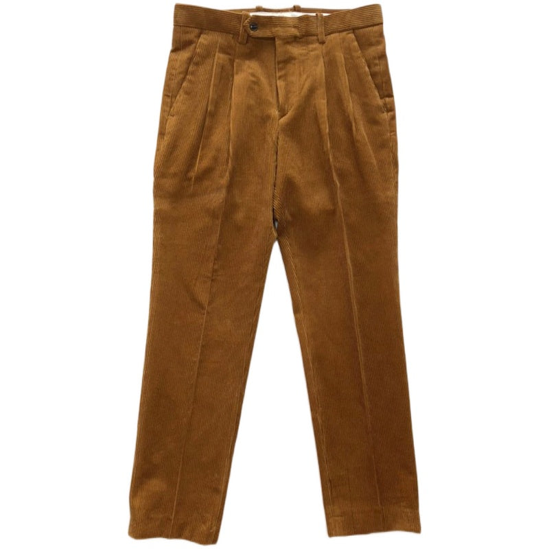 Business Corduroy Nine-point Solid Color Double Pleated Pants