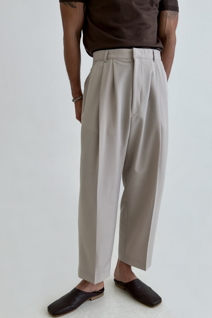 Buckle Drape Wide-Leg Pants