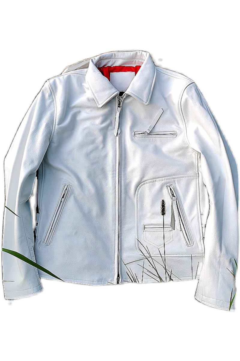 White Cowhide Motorcycle Jacket