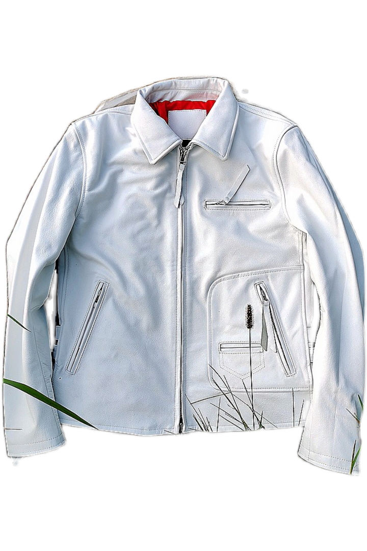 White Cowhide Motorcycle Jacket