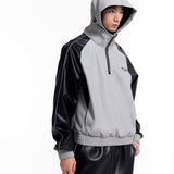 Black and Gray 3M Reflective PU Leather Sweater