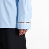 Double Pocket Ribbon Shirt Casual Loose Long Sleeve