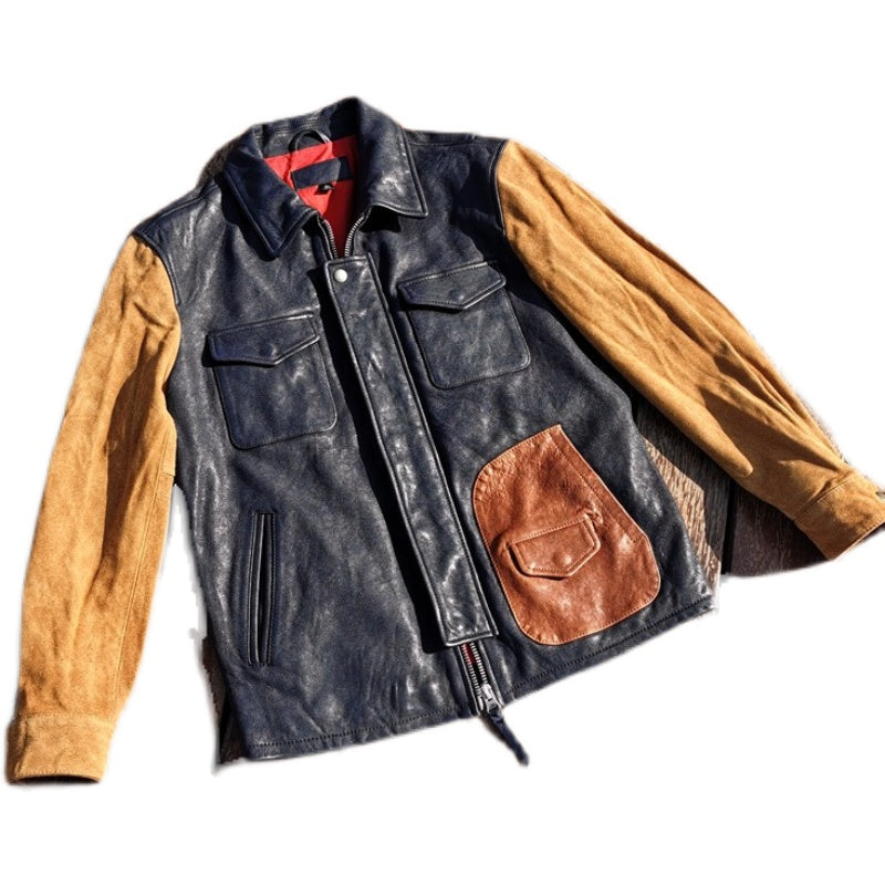 Velvet Lapel Motorcycle Jacket